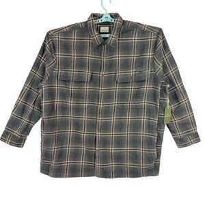Mutual Weave Men's Long Sleeve Button Charcoal Shadow Plaid‎ Shirt Size 3XL NWT